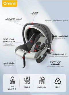 Ominii Safety Seat for Newborn Baby Car, Baby Basket Car for Sleeping with a Portable Hand Basket Rocking Chair, with Full Body Support Cushion  - Image 2