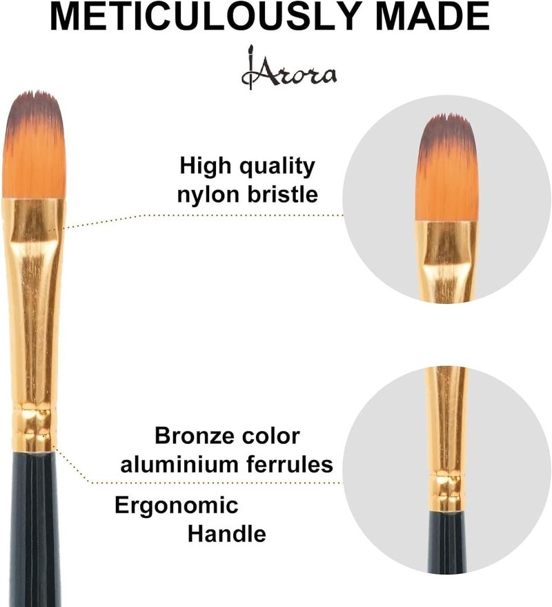Arora 12pc Synthetic Hair Artist Mix Paint Brush Set - Ideal for Watercolor and Acrylic Painting, Perfect for Detailed Art Projects and Professional Use - Image 4