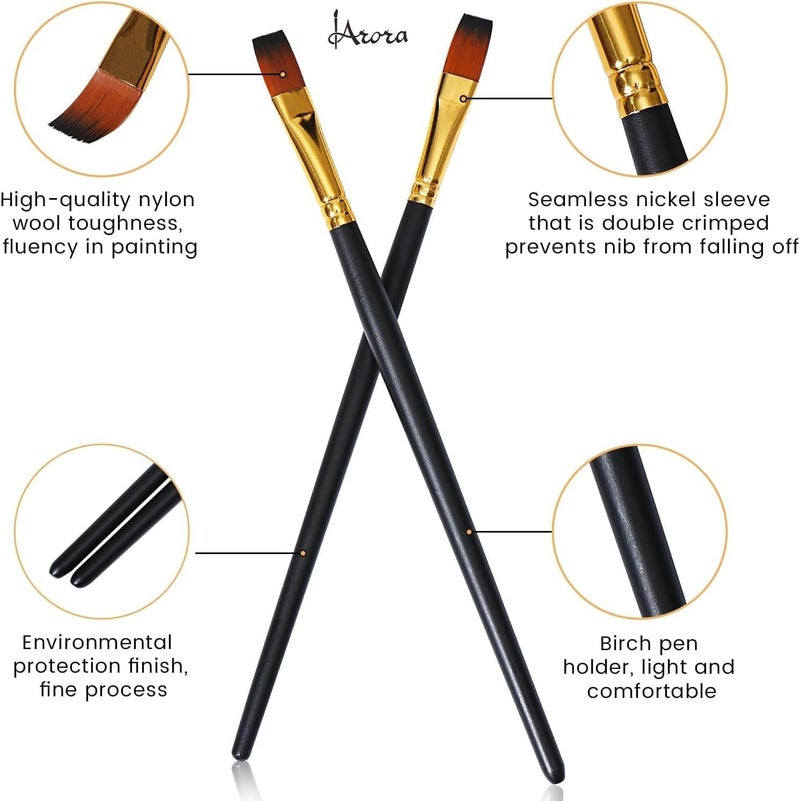 Arora 12pc Synthetic Hair Artist Mix Paint Brush Set - Ideal for Watercolor and Acrylic Painting, Perfect for Detailed Art Projects and Professional Use - Image 5