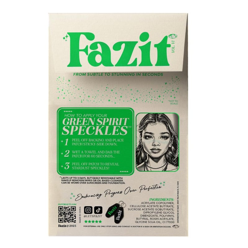 Fazit Makeup Patches - Green Speckles - Glow Up Make-Up Patches - Cute Glitter Makeup Accessories for Women - Cosmetic Glitter for Face - Image 2