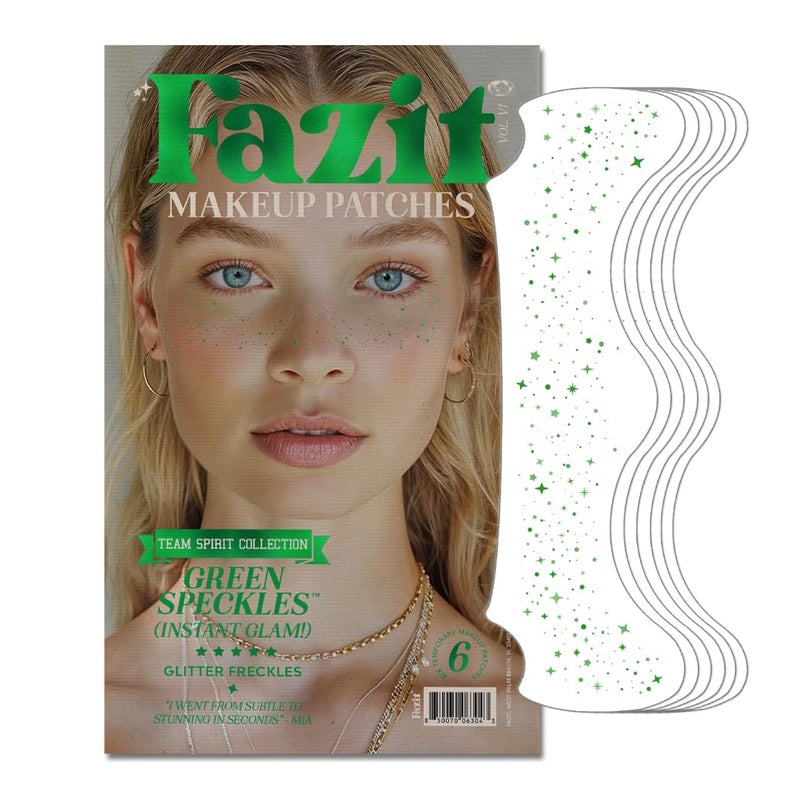 Fazit Makeup Patches - Green Speckles - Glow Up Make-Up Patches - Cute Glitter Makeup Accessories for Women - Cosmetic Glitter for Face - Image 1