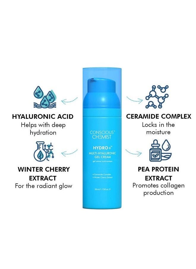 CONSCIOUS CHEMIST - Hyaluronic Acid Face Gel With Ceramides Lightweight Gel Cream Plumps & Hydrates Treats Dull & Dehydrated Ski 50Ml - Image 1