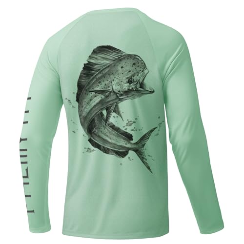 Palmyth Fishing Shirts for Men Long Sleeve UPF 50 T Shirt Sun Protection Tee UV TShirts Seafoam Mahi M - Image 1