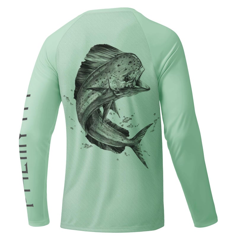 Palmyth Fishing Shirts for Men Long Sleeve UPF 50 T Shirt Sun Protection Tee UV TShirts Seafoam Mahi M - Image 2