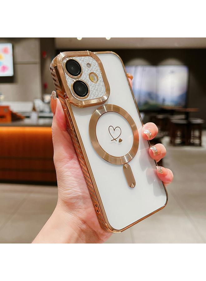 اس-توب جراب هاتف iPhone 11 Loves مصنوع من ألياف الكربون المطلية الشفافة Magsafe TPU - Image 1