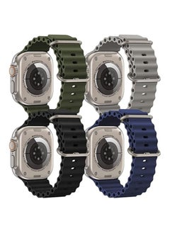 4 Pack Sport New Silicone Band Compatible with Apple Watch Ultra Ocean 42/44/45/49mm Strap for iWatch Series Ultra 8 7 6 5 SE