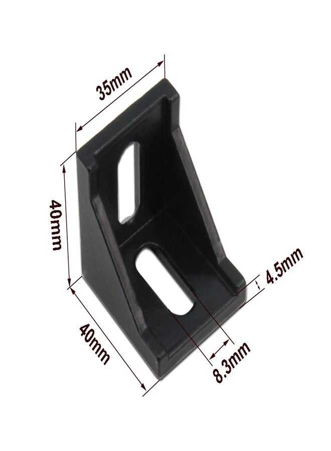 Zeberoxyz 10PCS 4040 Corner Bracket Black Right Angle with M6 Screws 4040Series 2 Hole Aluminum Brackets for Slot 8mm Aluminum Extrusion Profile Accessories (4040 Series Black with Nut) - Image 2