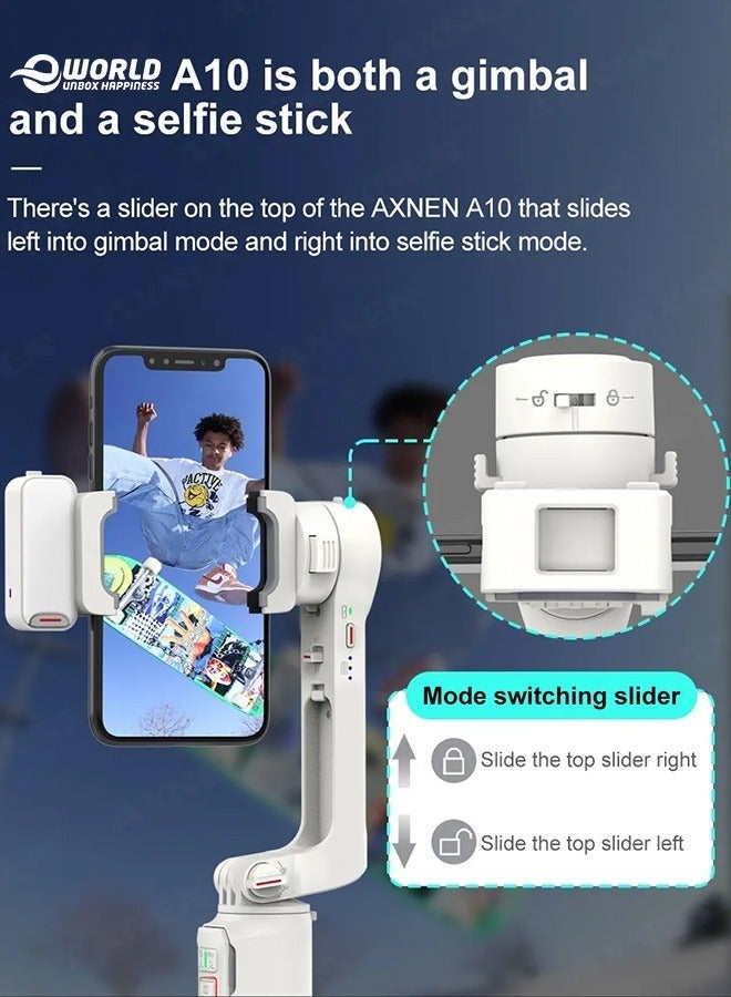عربست عصا سيلفي متعددة الوظائف مع مثبت جيمبال A10، مثبت محمول باليد مع إضاءة مدمجة، وقضيب تلسكوبي ووضع السيلفي، مثالية لمدونات الفيديو وتسجيل الفيديو والسفر، متوافقة عالميًا مع الهواتف الذكية. - Image 4