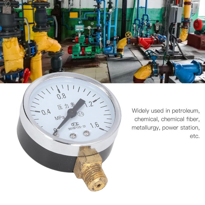 مقياس ضغط من الفولاذ المقاوم للصدأ 1 4 NPT مع قرص شفاف 0 1 6 ميجا باسكال للهواء والماء والزيت والهيدروليك - Image 3