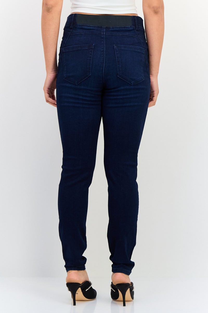 Only x JDY Women Regular Fit Washed Stretchable Denim Jeans, Dark Blue - Image 2