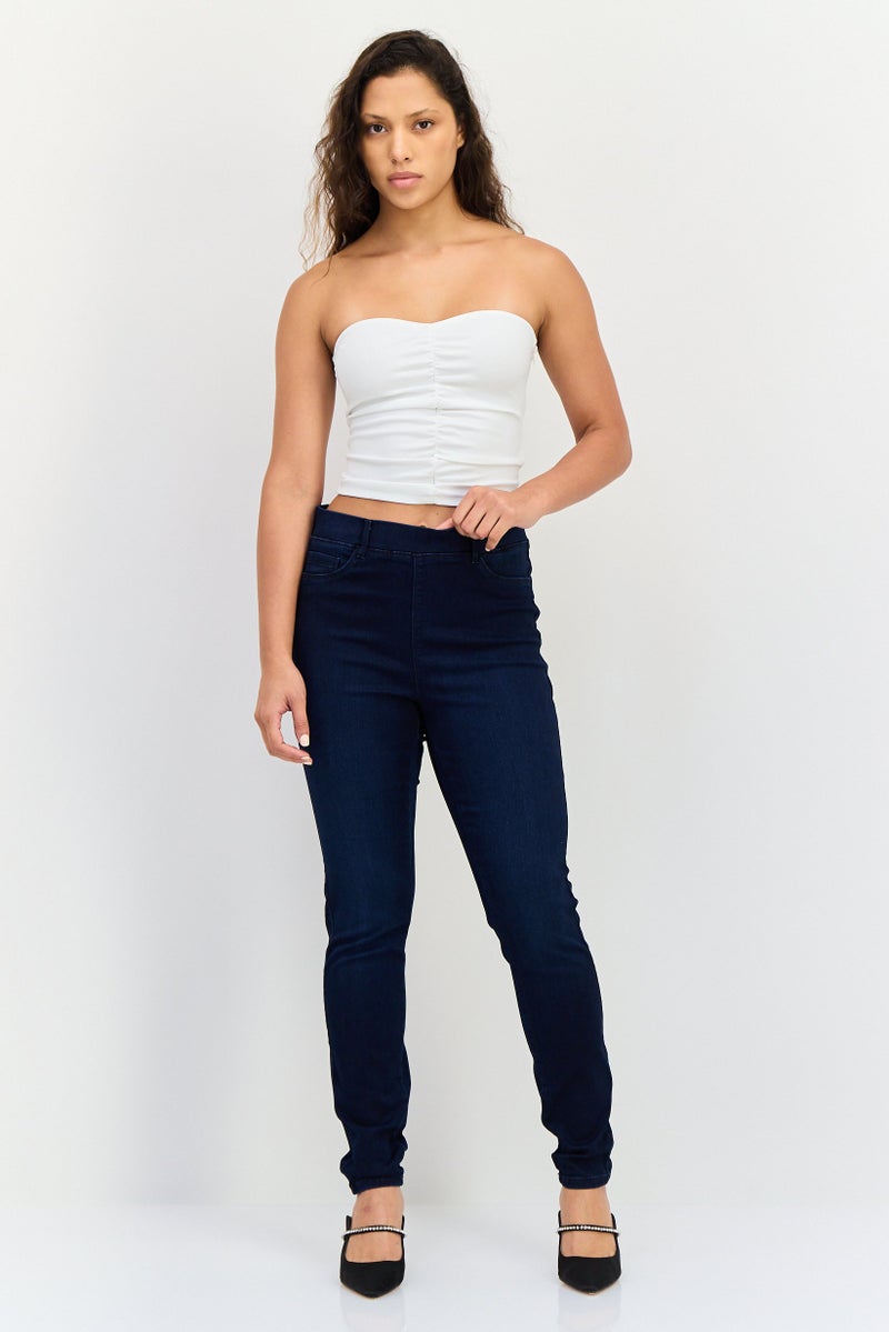 Only x JDY Women Regular Fit Washed Stretchable Denim Jeans, Dark Blue - Image 3