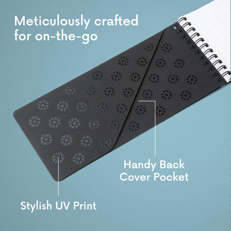 Notsu Reporter's Notebooks 2-Pack | Black Pocket Spiral Reporter Notepads for Journalist, Police, Detective, Field Note Taking | 100 Pages of 120 gsm Thick Paper, 3.75" x 8.25" - Image 4
