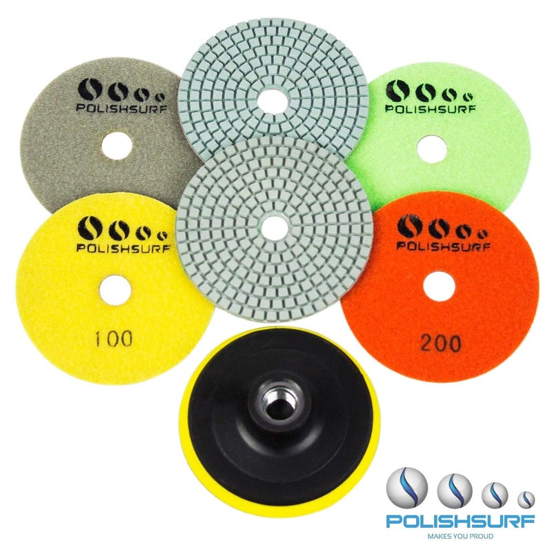 POLISHSURF Diamond Polishing Pads 4 Inch Wet Dry Set 7 Pieces for Concrete Marble Quartz Stone Countertop Granite Polishing - by - Image 5