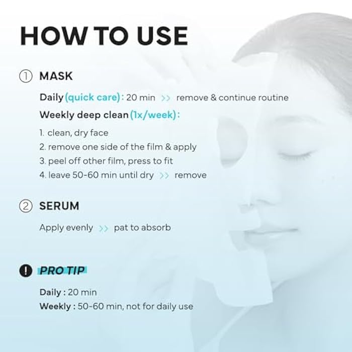 SAM'U Galacto Pore Two Step Mask Pore Cleansing Korean Face Mask, Gentle Pore Care Mask, AHA/BHA/PHA + LHA Exfoliating Formula with Amino Acids & Centella Asiatica for Korean Glass Skin (4 Sheets) - Image 5