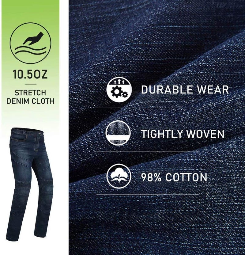 ILM Motorcycle Dirt Bike Pants for Men CE Armored Motocross Riding Gear Jeans Motorbike Adventure Touring Pant BJN01 Blue - Image 3