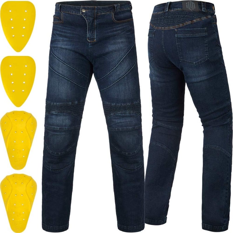 ILM Motorcycle Dirt Bike Pants for Men CE Armored Motocross Riding Gear Jeans Motorbike Adventure Touring Pant BJN01 Blue - Image 1