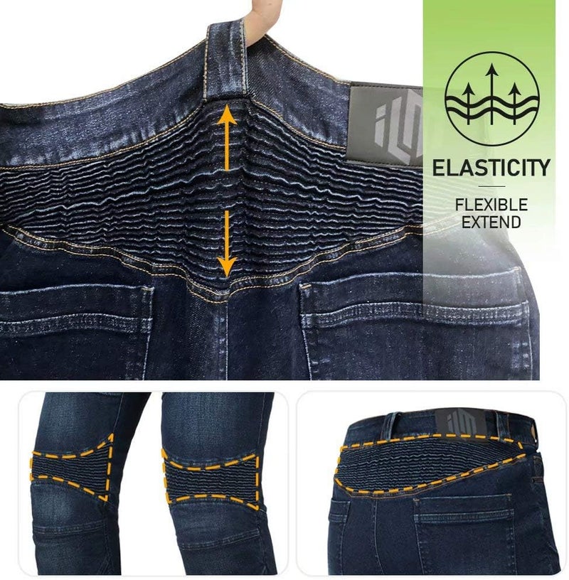 ILM Motorcycle Dirt Bike Pants for Men CE Armored Motocross Riding Gear Jeans Motorbike Adventure Touring Pant BJN01 Blue - Image 5