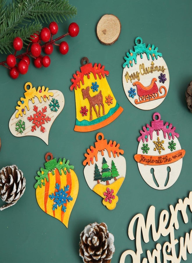 Worgree 12 Pcs DIY Wooden Christmas Ornaments, Christmas Crafts for Kids Ages 4-8 8-12 Art Craft Supplies Painting Kit for Boys Girls Stocking Stuffers Party Favors Gifts Hanging Xmas Holiday Home Decor - Image 4