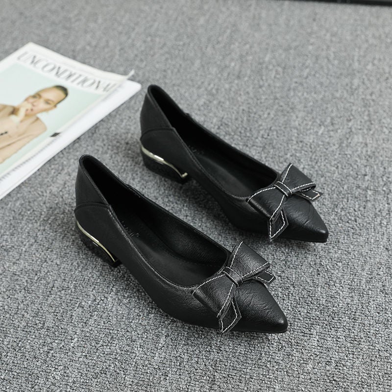 Wd New Work Shoes Women'S Black All-Match Low-Heeled Work Long-Standing Not Tired Professional Shoes Thick-Heeled Single-Layer Shoes For Women - Image 1