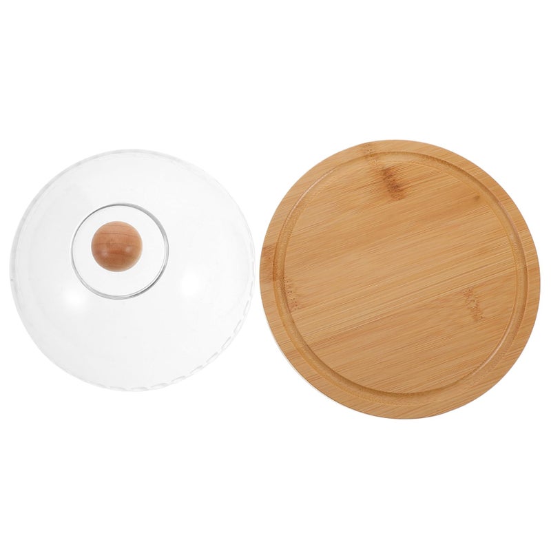 Glass Dome Cake Stand With Tray Small Round Cheese Dish For Desserts Display - Image 2