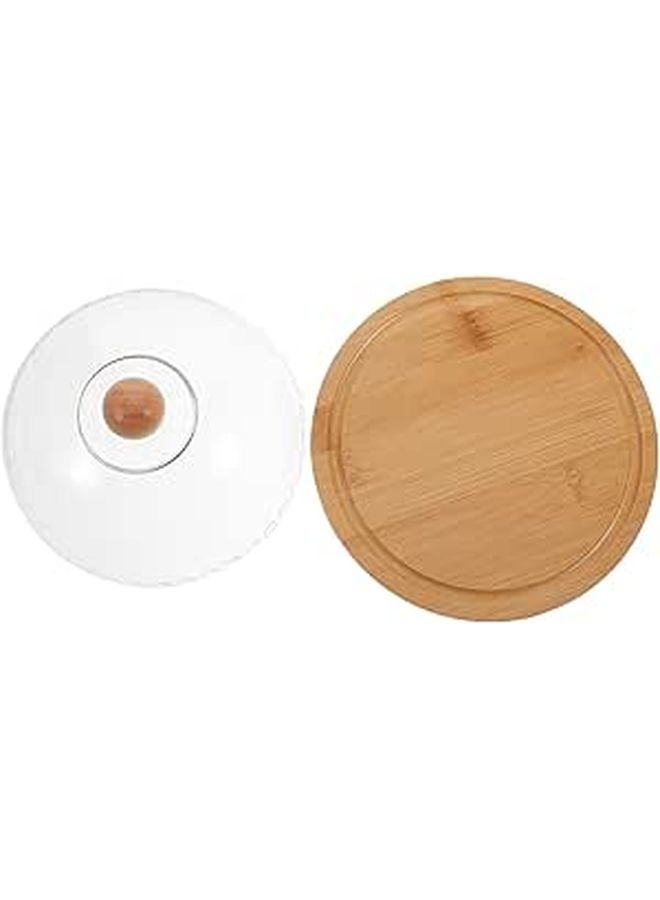 Glass Dome Cake Stand With Tray Small Round Cheese Dish For Desserts Display - Image 1
