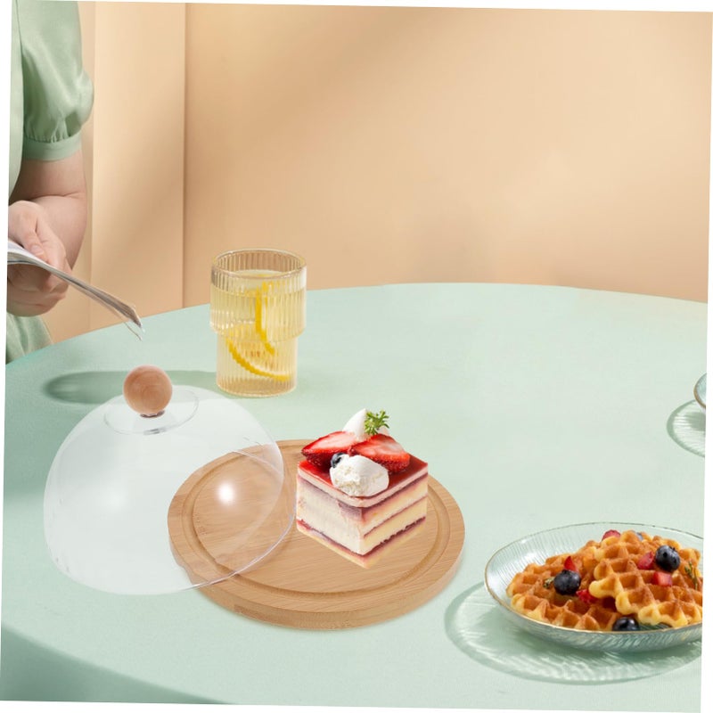 Glass Dome Cake Stand With Tray Small Round Cheese Dish For Desserts Display - Image 5