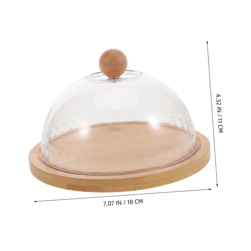 Glass Dome Cake Stand With Tray Small Round Cheese Dish For Desserts Display - Image 3