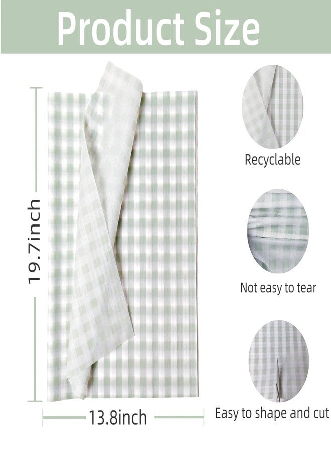 EROMAP 150 Sheets Buffalo Plaid Tissue Paper Gingham Sage Green and White Checkered Tissue Paper Bulk Gift Bags Wrapping Tissue for Christmas DIY Art Craft Wedding Birthday Baby Shower Decor, 14 x 20 Inches - Image 2