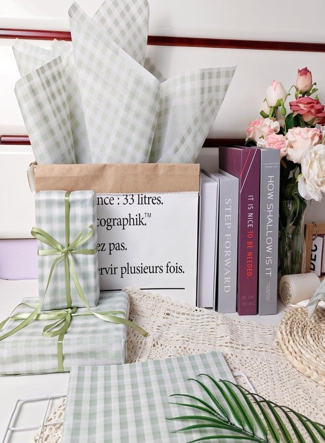 EROMAP 150 Sheets Buffalo Plaid Tissue Paper Gingham Sage Green and White Checkered Tissue Paper Bulk Gift Bags Wrapping Tissue for Christmas DIY Art Craft Wedding Birthday Baby Shower Decor, 14 x 20 Inches - Image 3
