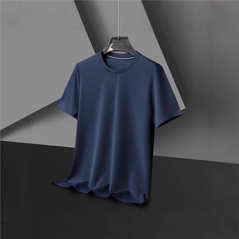 Men'S Short-Sleeved T-Shirt Summer Waffle Loose Half-Sleeved Top Boys Trendy Casual Mesh Breathable T-Shirt - Image 5