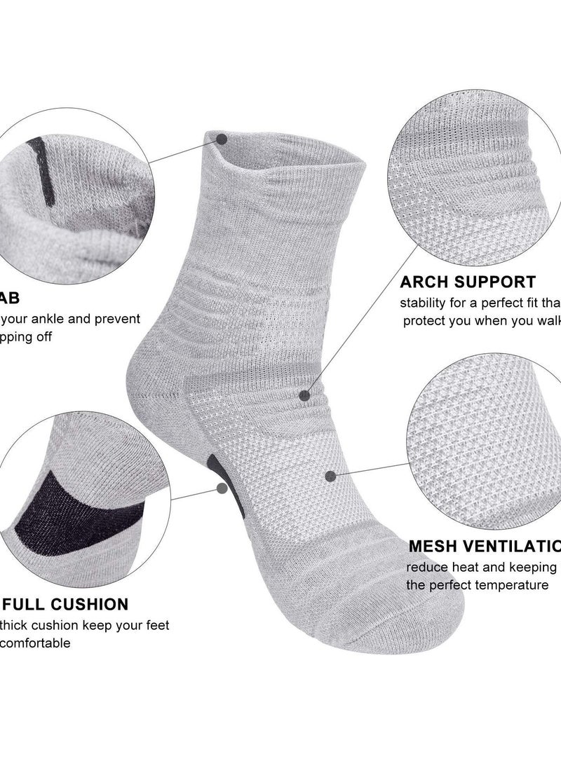 SYOSI Basketball Socks, Men's Sports Socks Thickened Mid Tube Badminton Socks Running Socks Outdoor Elite Socks, Sweat Absorbing Non-Slip Basketball Socks for Teens and Adults (3 Pairs)  - Image 3