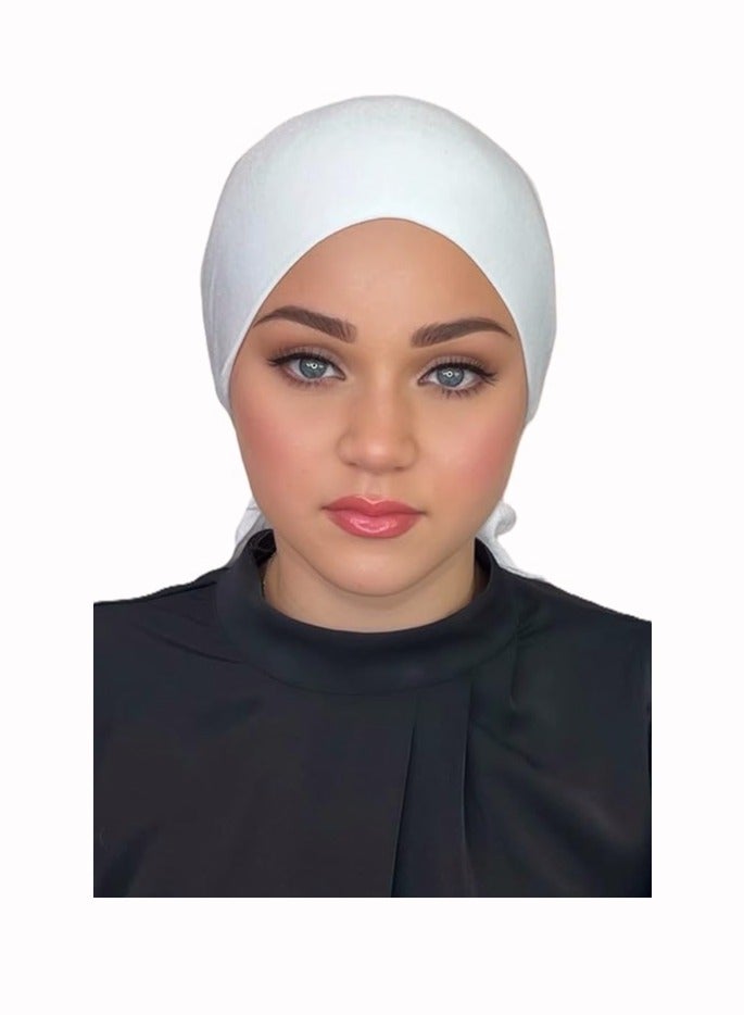 برفكتوري قبعات جيرسي بونيه برباط خلفي تحت وشاح أغطية الرأس للنساء قبعة عمامة خفيفة الوزن ومريحة - مجموعة باللونين الأسود والأبيض - Image 3