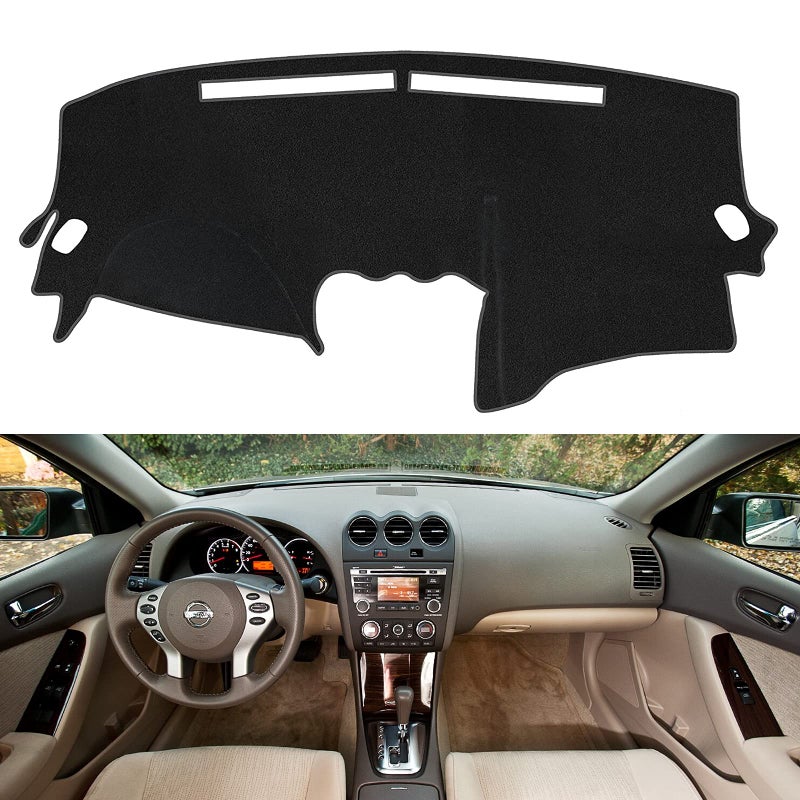 MODIGT Dashboard Dash Cover Mat Pad Compatible with Nissan Altima 2007 2008 2009 2010 2011 2012 Nissan Altima Sedan Coupe NonGlare Sunshield Protector Dash Board Cover Carpet Black