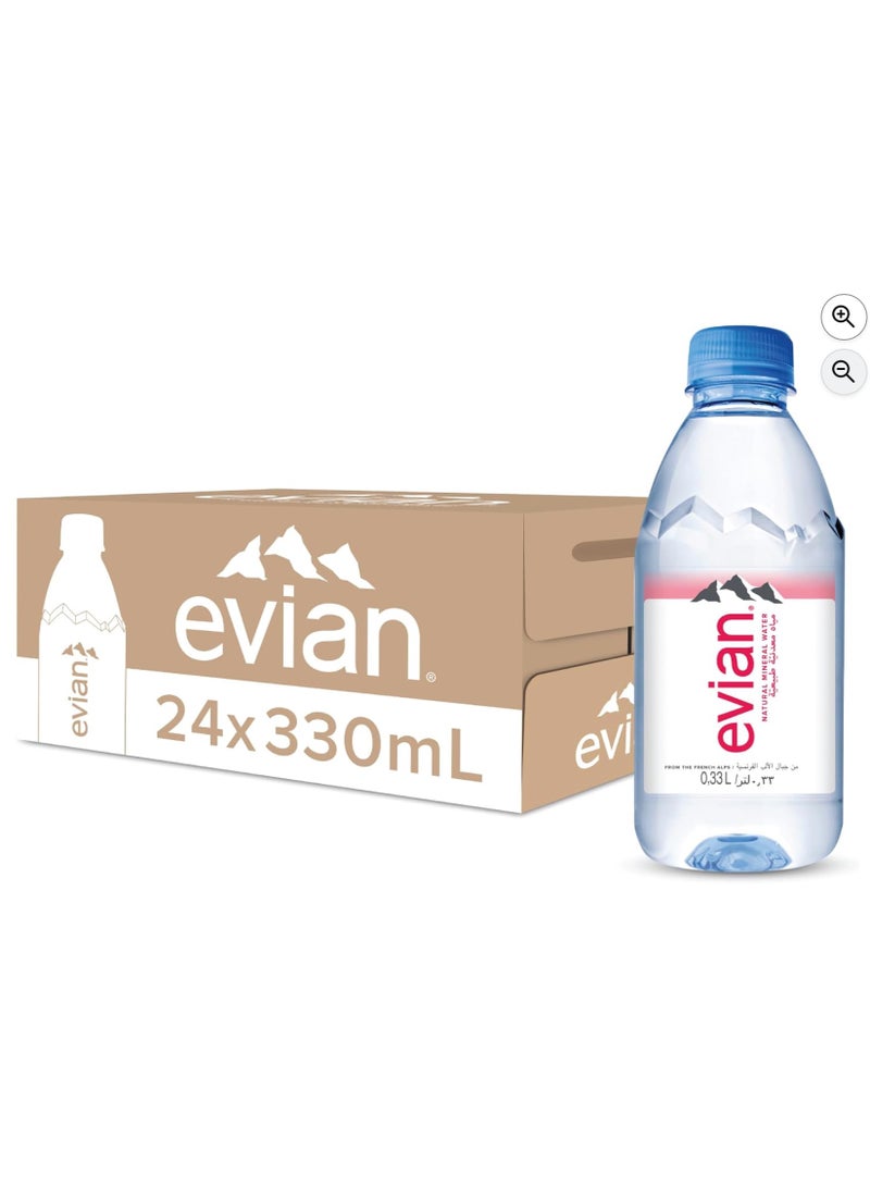 Evian Natural Mineral Water, 24 x 330 ml Bottles, From French Alps Pack of 24