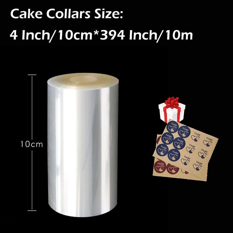 DATANYA Cake Collar 4 Inch x 394inch Clear Cake Acetate Roll, Transparent Mousse Cake Collars Acetate Sheets for Baking, Surrounding Edge Decorating + Bonus with Delicate Stickers - Image 3