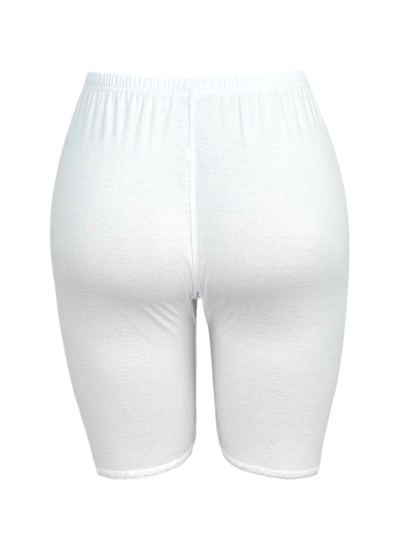 City Rose - Short Inner Leggings With Elasticised Waistband Cotton White - Image 1