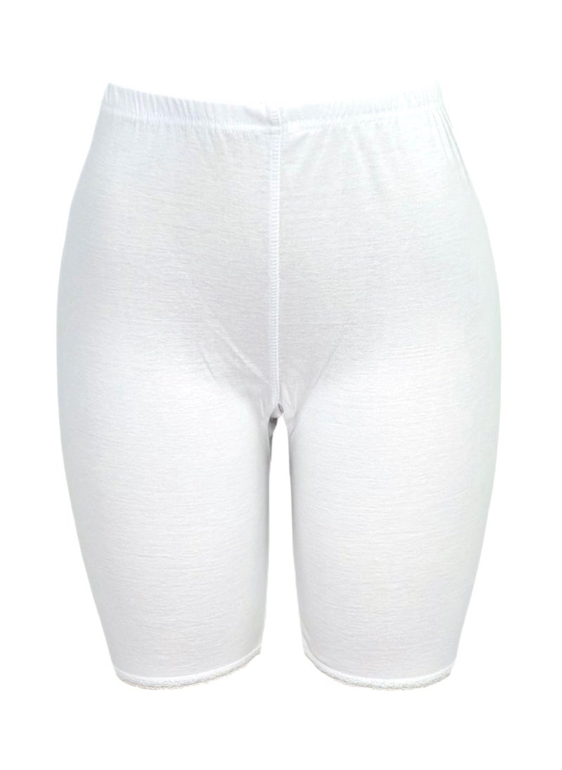 City Rose - Short Inner Leggings With Elasticised Waistband Cotton White - Image 1