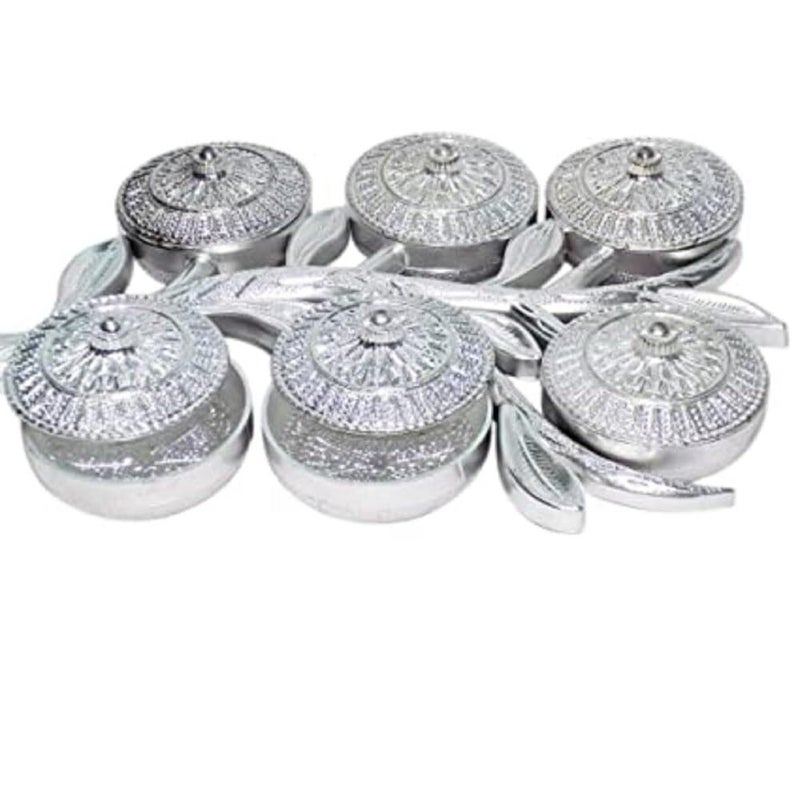KHUSHIYA ENTERPRISE KHUSHIYA ENTERPRISE Multipurpose Tree Shape Dry Fruit Serving Tray Traditional Design 6-Section Mukhwas Dani Silver Finish Plastic Serving Platters  - Image 4