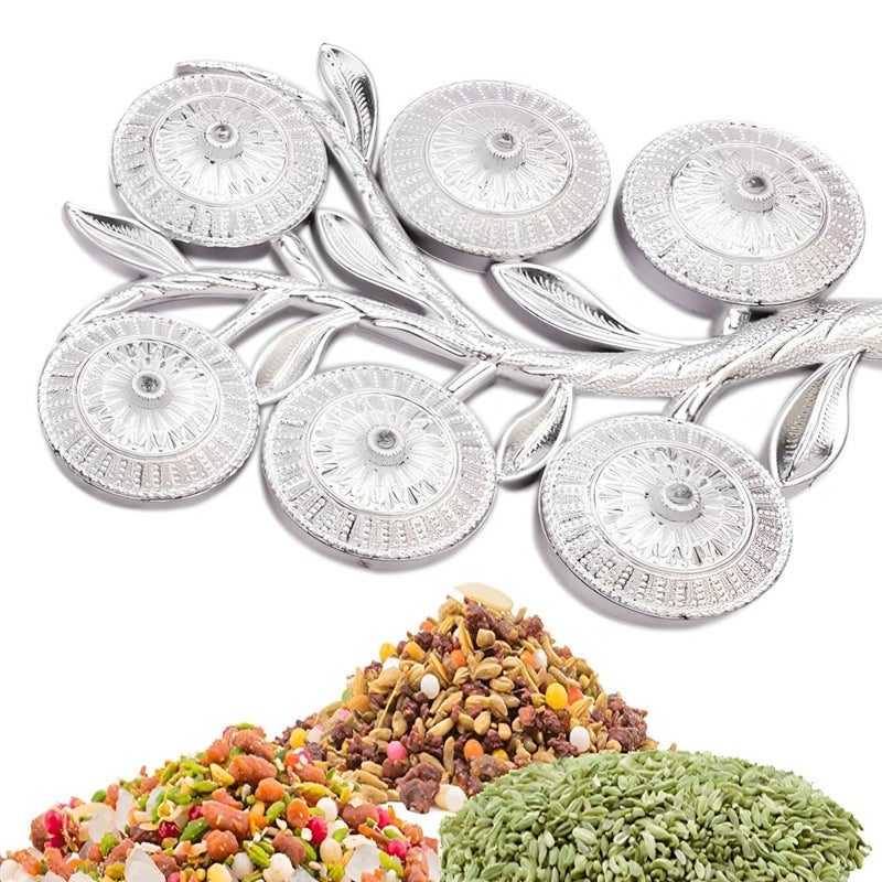 KHUSHIYA ENTERPRISE KHUSHIYA ENTERPRISE Multipurpose Tree Shape Dry Fruit Serving Tray Traditional Design 6-Section Mukhwas Dani Silver Finish Plastic Serving Platters  - Image 2