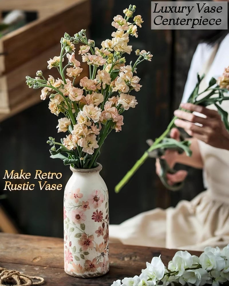 TEWEIQI Vintage Ceramic Small Vase, Farmhouse Rustic DÃ©cor, Home Decorative Vase for Your Kitchen, Bedroom, Office, Living Room, Bathroom& Shelf Centerpiece Table Decorations (Retro Creative Style S) - Image 3