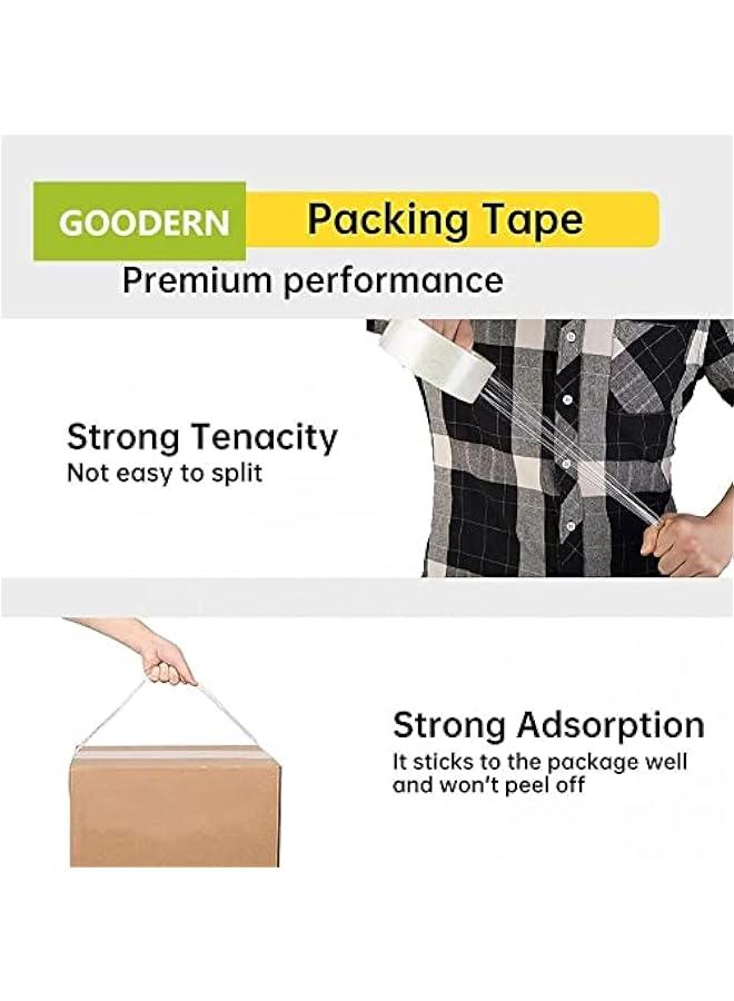 رينكس لفات اشرطة لاصقة للاستعمال مرة ة وشديدة التحمل ولا تصدر ضوضاء، لاعادة التعئة وللختم والتعئة والقل والتخزي والشح م جودير، 4 قطع، 48 سم × 100 متر، شفافة، م غوودر - Image 2