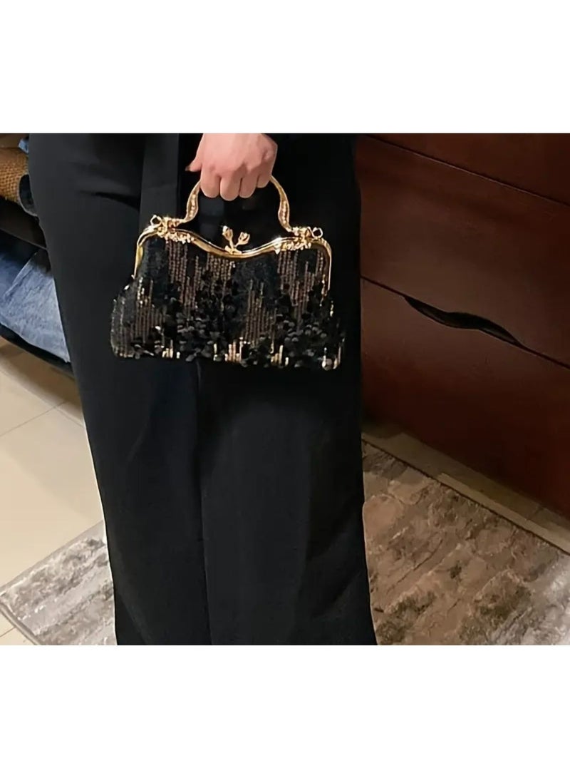 Women‘s Clutch Bag Fashionable Evening Bag Sequin Handbag Shoulder Bag with Removable Chain Perfect for Weddings, Ramadan, Birthdays,Prom Party,Gift For Woman Girl Mother Teacher - Image 2