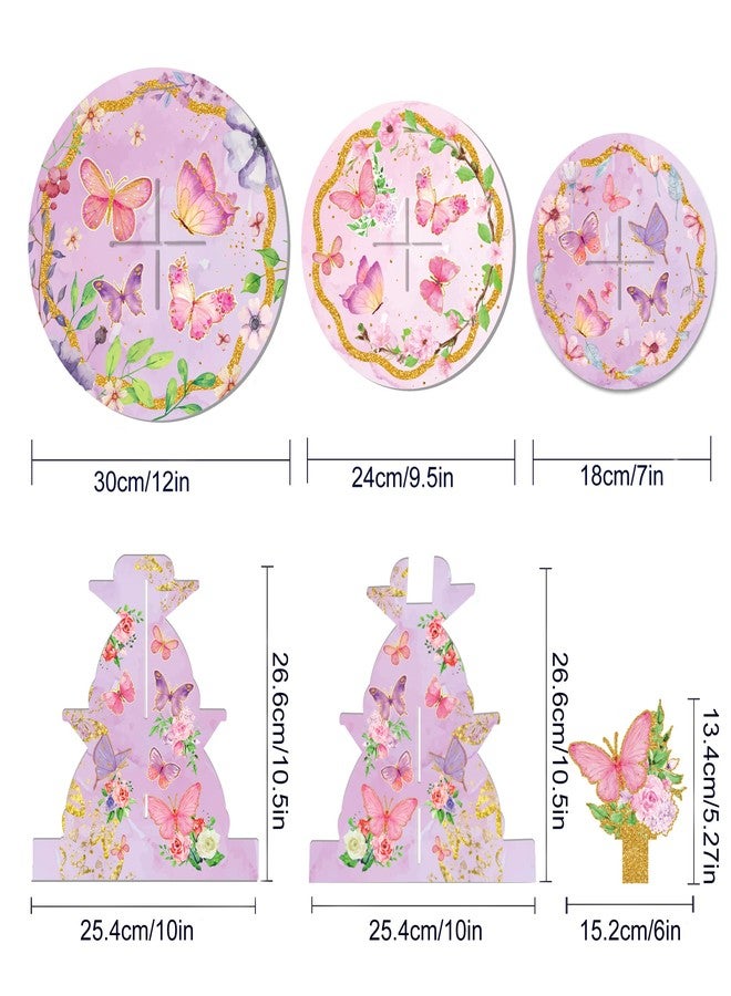 CC HOME Butterfly Cupcake Stand 3 Tier Cake Stand for Kids Birthday Party Decorations Floral Theme Baby Shower Supplies - Image 4