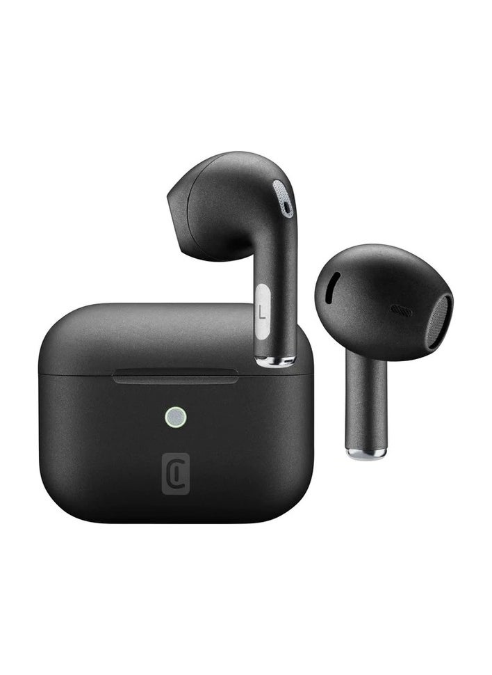 Cellularline - CRYSTAL Bluetooth earphones with Environment Noise Cancelling technology, clear sound, and 14 hour battery life with the charging Case. in Black color. - Image 1