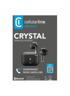 Cellularline CRYSTAL Bluetooth earphones with Environment Noise Cancelling technology, clear sound, and 14 hour battery life with the charging Case. in Black color.  - Image 2