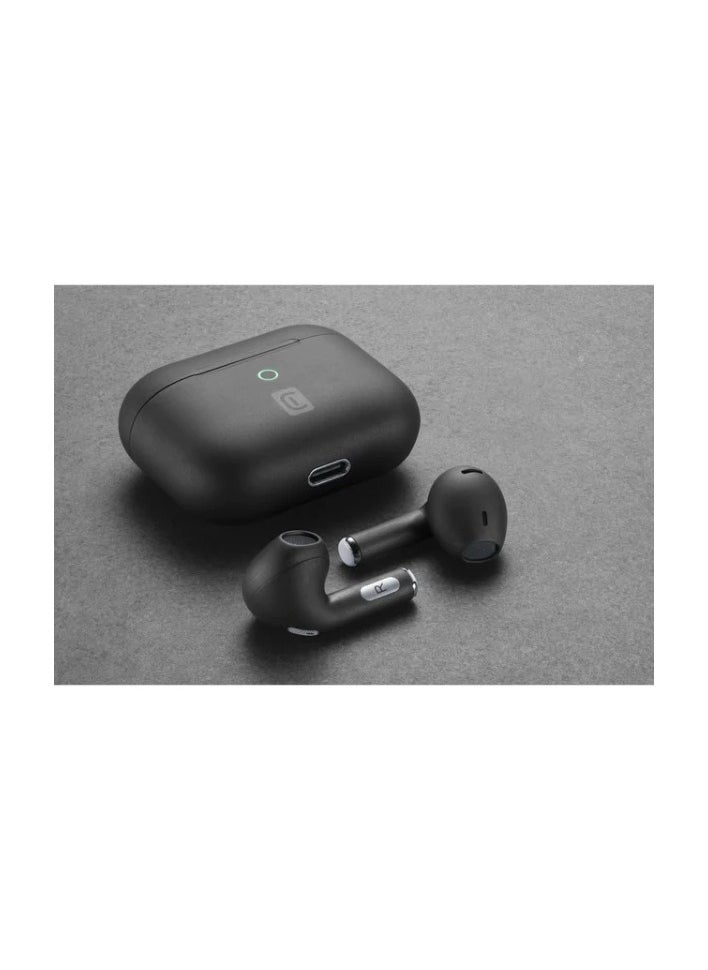 Cellularline - CRYSTAL Bluetooth earphones with Environment Noise Cancelling technology, clear sound, and 14 hour battery life with the charging Case. in Black color. - Image 1