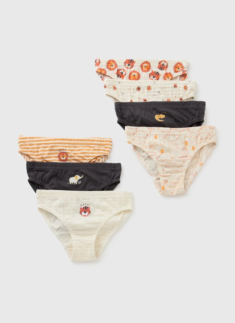 ماتلان 7 Pack Boys Multicolour Lion Briefs
