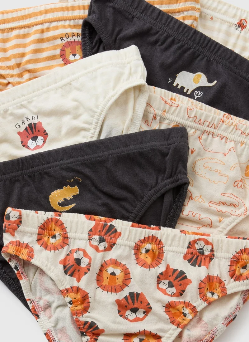 ماتلان 7 Pack Boys Multicolour Lion Briefs