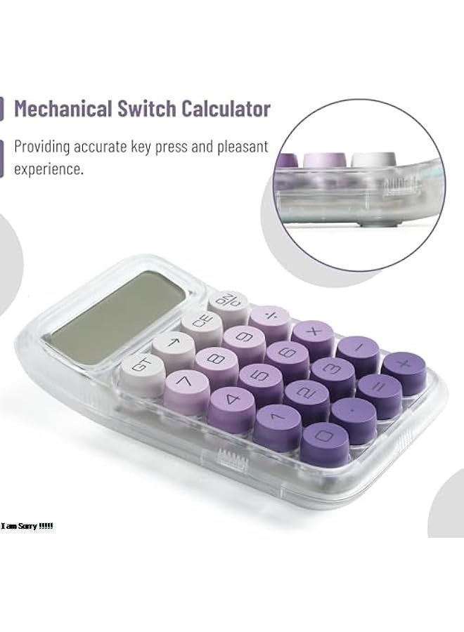 جرين تايجر آلة حاسبة مكتبية بأزرار دائرية ذات تصميم ميكانيكي وشاشة عرض من 10 أرقام - بنفسجي - Image 2