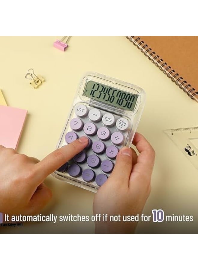 جرين تايجر آلة حاسبة مكتبية بأزرار دائرية ذات تصميم ميكانيكي وشاشة عرض من 10 أرقام - بنفسجي - Image 3